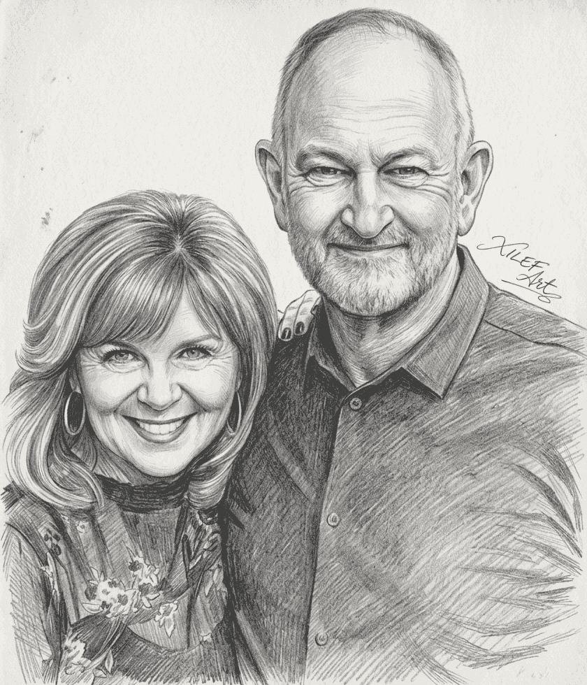 Pr. Gary & Marilyn Skinner's Pencil Portrait — Let's Draw Yours Too, A3 at XILEF Art